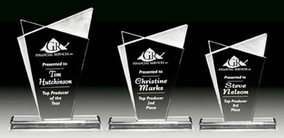 Acrylics Infinity 8x7 with or without base 3 sizes: 6", 7", 8" - 2 colors: Jade or Clear